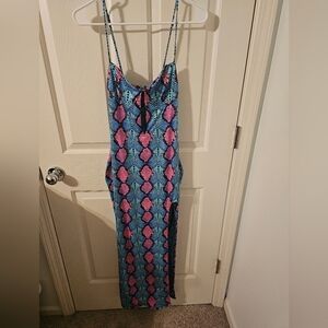 AFRM Pink Blue Stretchy Maxi Dress Size Estimate M/L